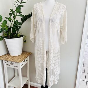 Rebellion White Lace Layering Boho Top Kimono Gypsy Earthy Natural Size Large